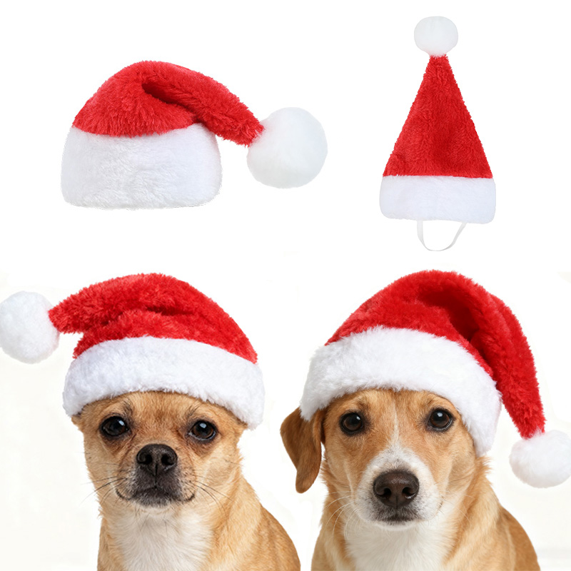 Santa Hat Plush - 크리스마스 애완동물 산타 모자 빨간색 플러시