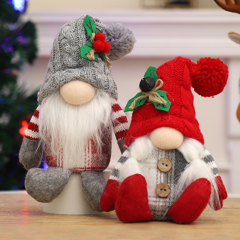 Santa Hat Plush - 2개 세트 크리스마스 얼굴 없는 요정