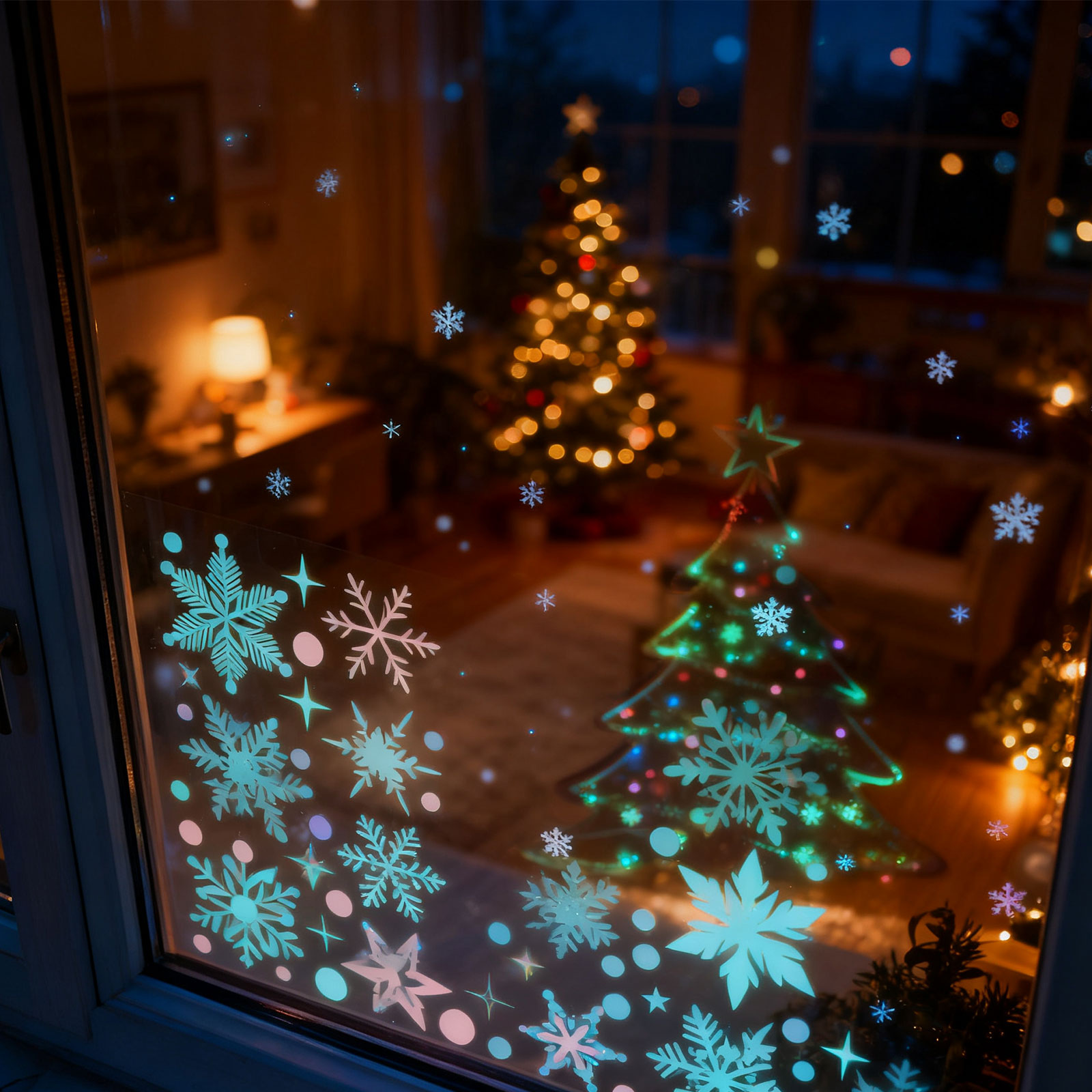 Snowflake Window Decal - 3 시트 눈송이 크리스마스 창 스티커