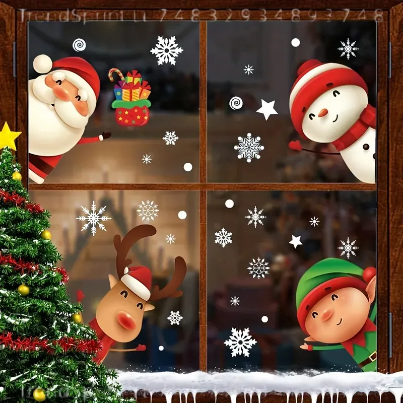 82개 크리스마스 창문 스티커 산타 루돌프 눈사람 눈송 - Snowflake Window Decal 리뷰 및 가격