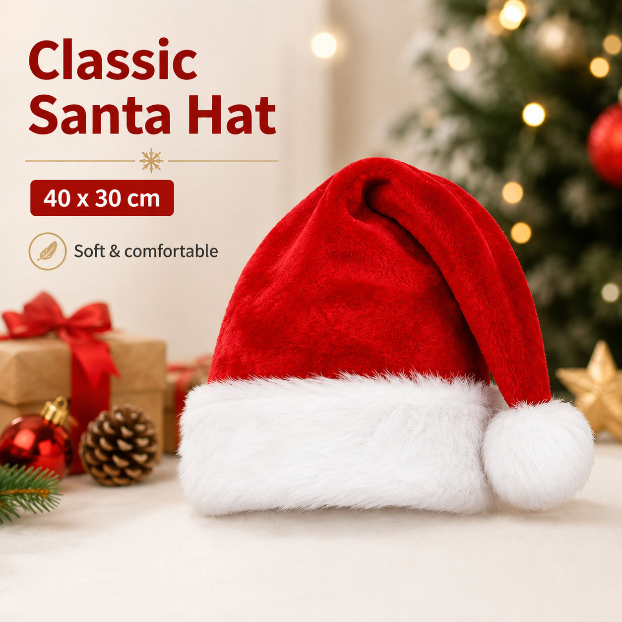 푹신한 빨간 산타 모자 세트(플러시 브림과 안감 포함) - Santa Hat Plush 리뷰 및 가격