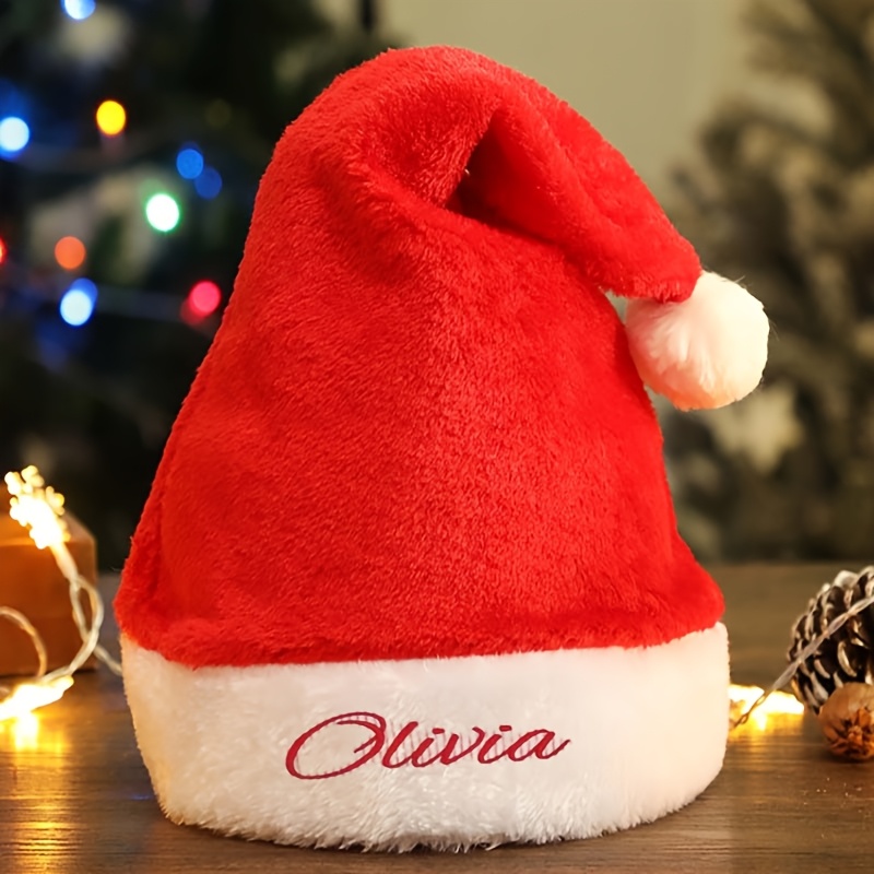 맞춤형 크리스마스 산타 모자, 이름 자수, 빨간색과 흰 - Santa Hat Plush 리뷰 및 가격